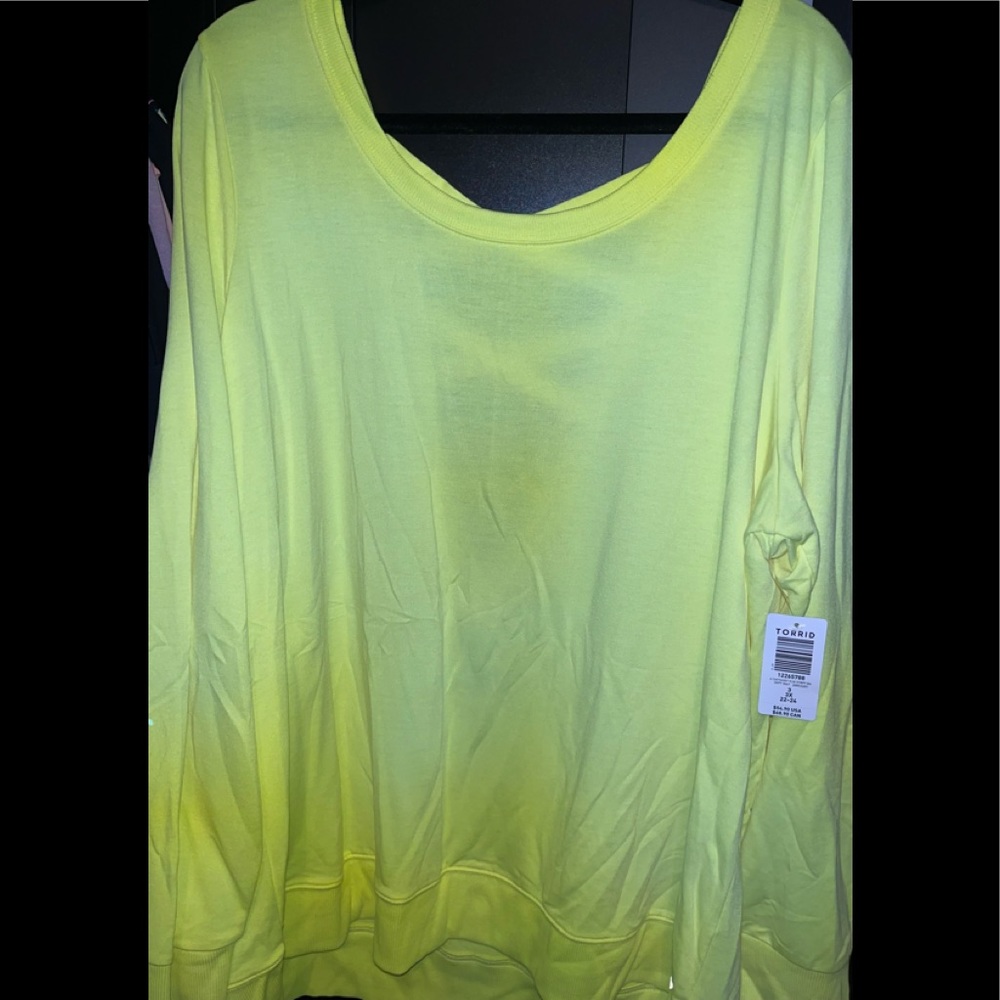 Torrid straps back sweater neon Yellow with Tag size 3